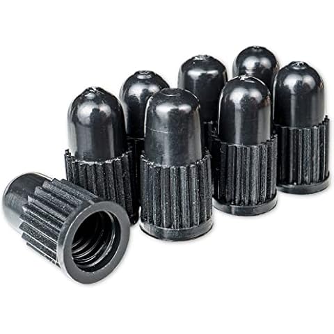 Ventilkappen aus Hartplastik, 8 Stück, in Schwarz, für Fahrradreifen mit Dunlop- oder Presta Ventil, Fahrrad Ventil Kappen, Reifenventil Abdeckung Fahrradschlauch, Luftventilkappe Fahrradreifen Cap Cover