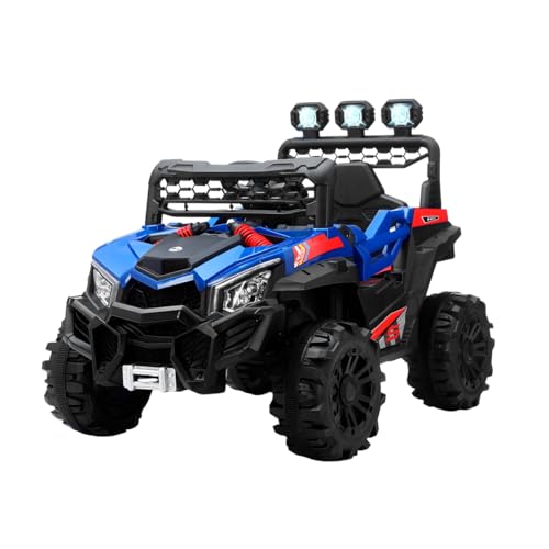 Raganet Buggy Eléctrico para Niños Montable 12V, Carrito con Control Remoto y Manejo Directo, Luces LED, Estéreo, Pedales Funcionales, Medidas...