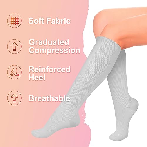 Image of Iseasoo 4 Pairs Compression Socks for Women Circulation-Best Support for Nurses,Running,Athletic,Travel