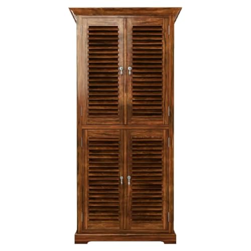 Image of Sheesham Wood Wardrobe with 2 Door and 4 Shelves Storage for Bedroom Wooden Almirah for Clothes for Living Room Bedroom Home, Solid Wood Furniture (Teak Finish)
