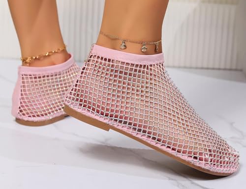 Image of Ultra Comfortable Shiny Gem Mesh Flats, Ballet Flats for Women Sandals Women Dressy Summer Flat Shoes Slip On Sandals