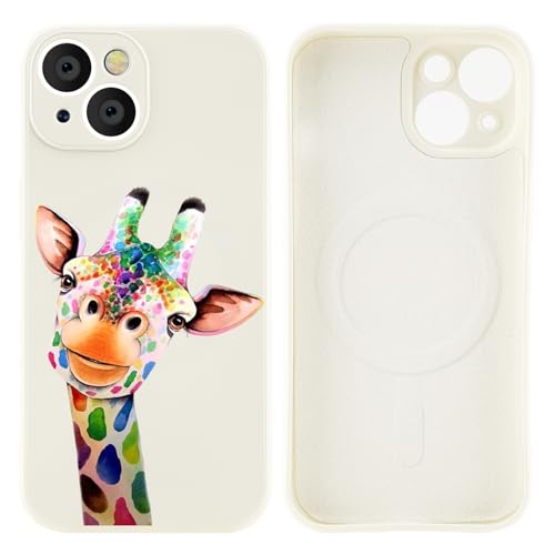 MAYCARI Magnetisch Giraffen Silikon Hülle für iPhone 13, Niedlich handyhülle mit Seidig-Weicher Berühren Kompatibel mit Magafe, Stoßfeste Hülle mit Mikrofaser-Futter für iPhone 13