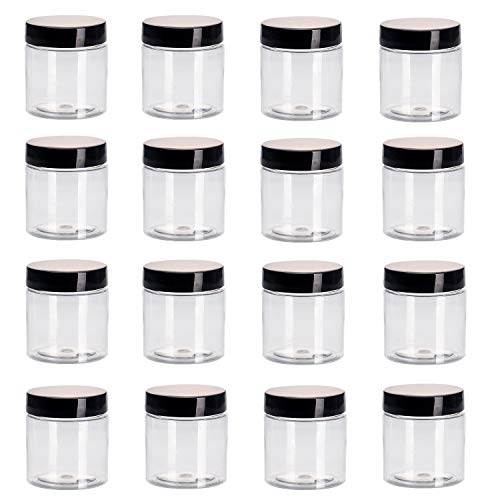 24 Pack 4 OZ Clear Plastic Slime Jars With Lids, Refillable Low Profile Containers/Storage Favor Jars/Travel Jars For Cosmetic, Body Lotions…