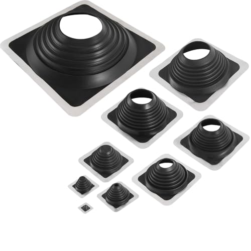 FOLNET Rohrmanschette Dachdurchführung Kabel- Rohrdurchführung Dichtungsflansch für Blechdachdeckungen EPDM 3 bis 724 mm Blechpfannen Trapezblech Doppelstehfalz (EPDM quadratisch, 6 mm - 146 mm)