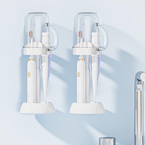 Toothbrush Holders with Cover, Contains 3 Slots, Compatible with Electric Toothbrushes, Electric Toothbrush Holder Kids Toothpaste Holder for Travel Camping Student Dormitories — view 3