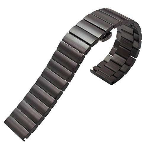 Bracelet de montre en acier inoxydable argent noir de 16 à 22 mm