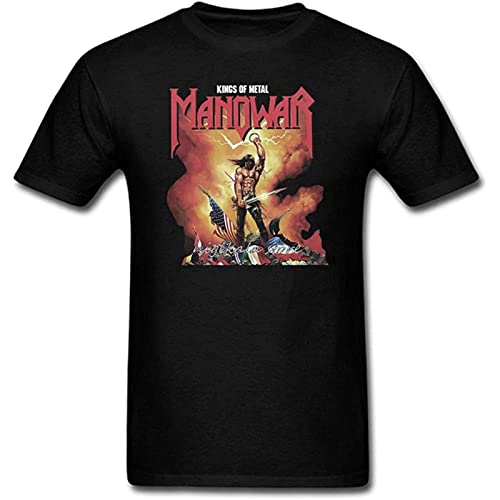 Photo de Summer Print Manowar T Shirt Hip Hop Casual Short Sleeve T Shirt O Neck Punk Shirts Men Tees Large