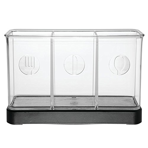 Idesign Forma Decorative Countertop Flatware Organizer - 7.4" X 2.6" X 4.75", Matte Black/Clear #TOP1