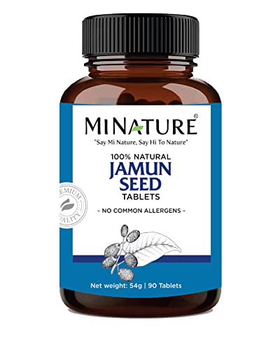 Jamun Seed Tablets by mi Nature | 90 Tablets, 1000 mg | 45 Days Supply | Jamun Tablets | Vegan
