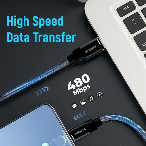 Image of AIBEX 100W USB C to USB C Cable 1M, Type C Fast Charging Cable Compatible with iPhone 17 /17 Plus /17 Pro /17 Pro Max,16 Series, Galaxy S25 Ultra,S24 /S23 /S22, Car Play, MacBook, i Pad, Pixel (M90, Black)