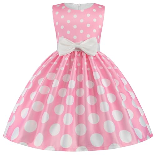 Girls Polka Dot Vintage Dress Sleeveless Birthday Party Prom Dresses Retro A Line Swing Princess Dress