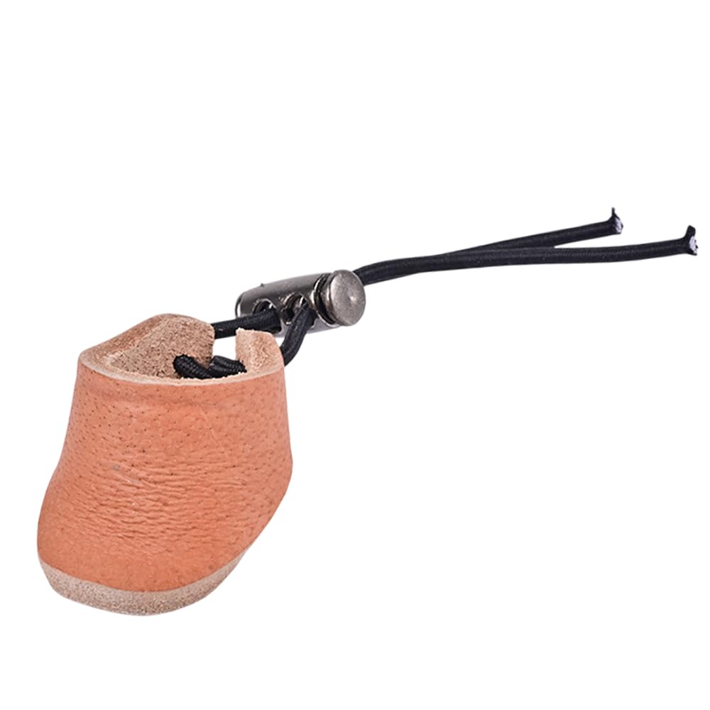 BDKMMS Archery Finger Tab, Thickened Cowhide Archery Thumb Ring Ergonomic & Adjustable Finger Protection for Shooting Practice Gear