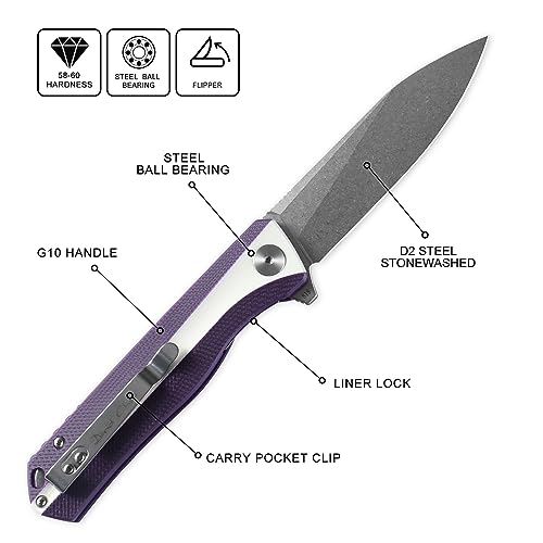 Image of Petrified fish PF818 3.54 inch D2 Steel Blade Folding knife