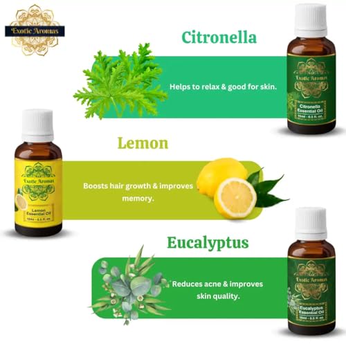 Exotic Aromas Essential Oil Lavender Rose Rosemary Orange Jasmine YlangYlang Tea Tree Eucalyptus Lemongrass Peppermint Lemon Citronella Pack of 12 - Image 6