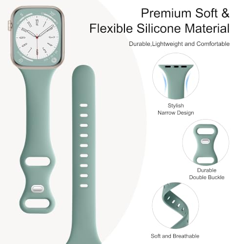 Image of Lerobo 6 Color Pack Bands Compatible with Thin Apple Watch for Women 42mm 40mm 41mm 38mm, Slim Narrow Sport Strap for iWatch Apple Watch Series 11 10 9 8 7 6 5 4 SE 3 2 1