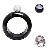 Amzwt Bracelet Bangle Flask for Liquor for Women Girls Men Party Handmade Crystal Lid Creative Stainless Steel Hidden Liquor Flask Bracelet Funnel Set 3.5 oz (Black with Rhinestones Lid and Funnel)