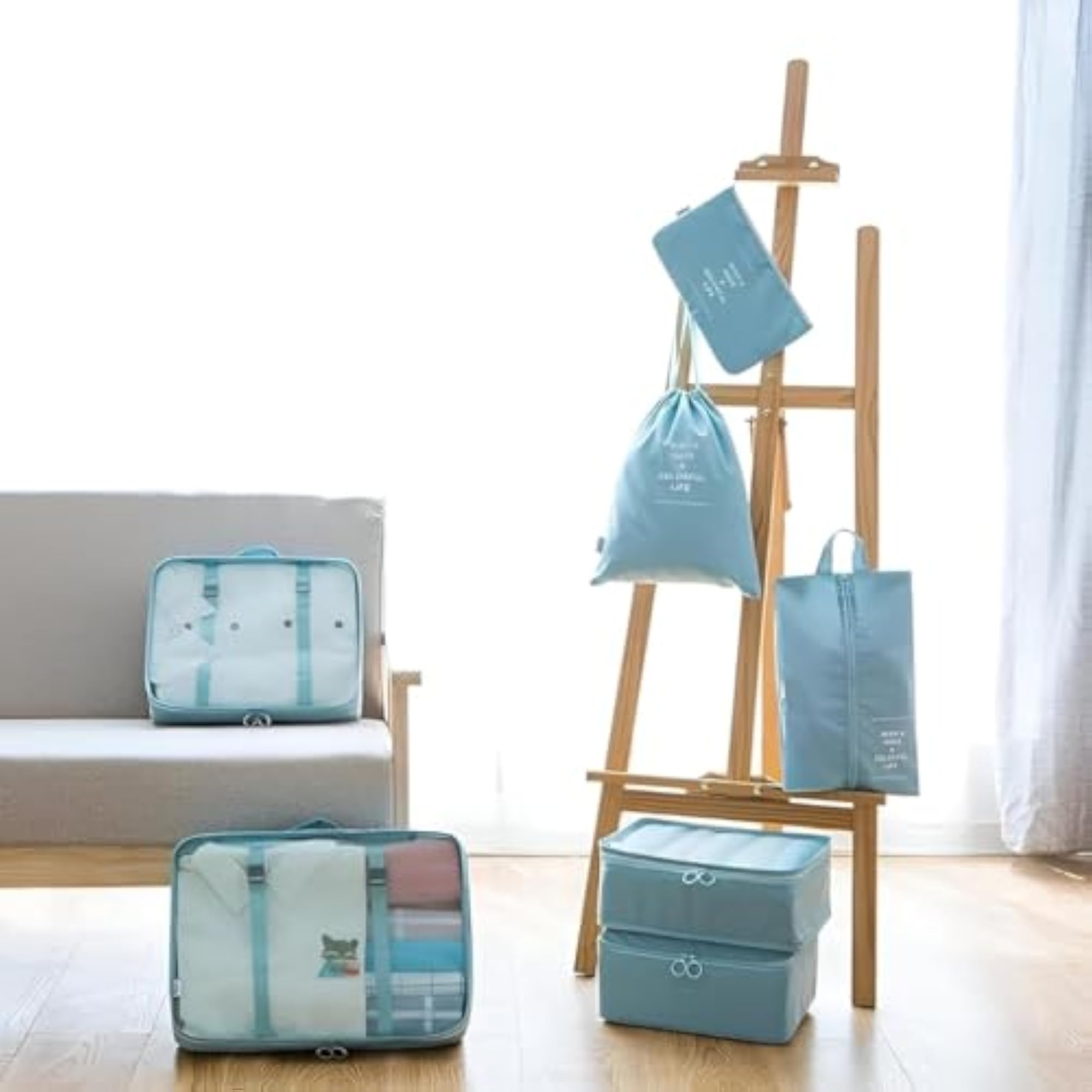 7 Pcs Travel Packing Cubes Set, Foldable & Waterproof Organizers