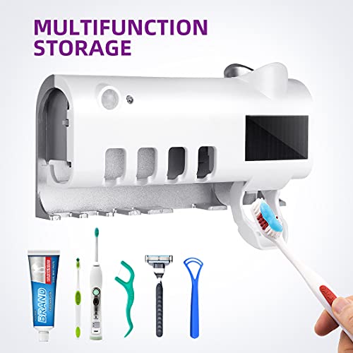 Toothbrush Sanitizer, Uv Toothbrush Sanitizer Holder For Bathroom Wall Mounted Toothbrush Holder With Sterilizer Function ，Toothbrush Sanitizer With 4 Slots And 1 Automatic Toothpaste Dispenser 1 #TOP4