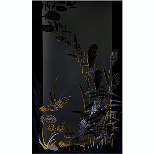 Silk Base Burn-out Velvet Shawl, 72" L x 21" W, Reed Catkin, Black Gold3