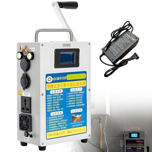 ByBoDi Outdoor Large Capacity Hand Crank Generator 220V/110V 200W/500W, Multifunction