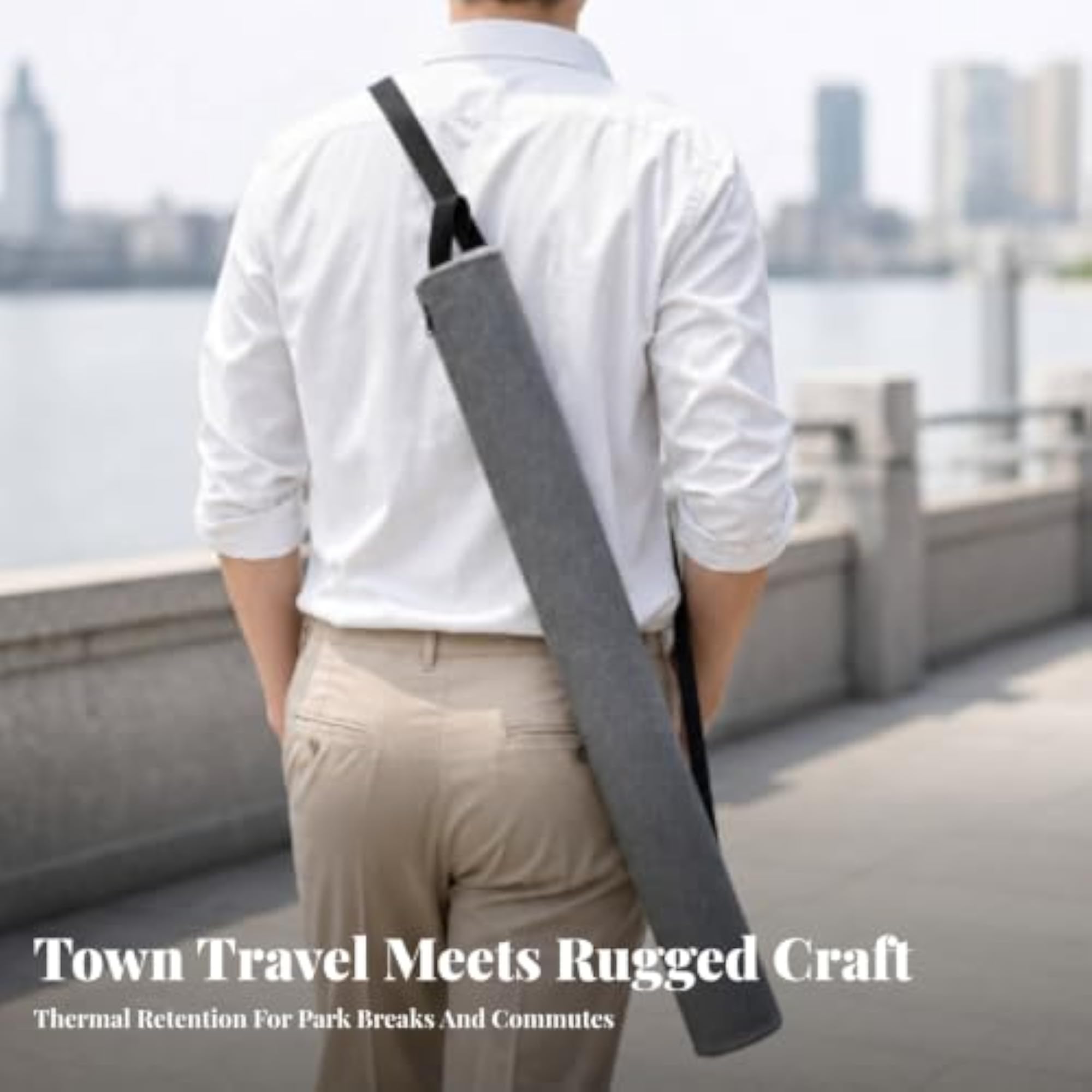 Slim Drink Carrier with Shoulder Strap, Portable Cooler Bag