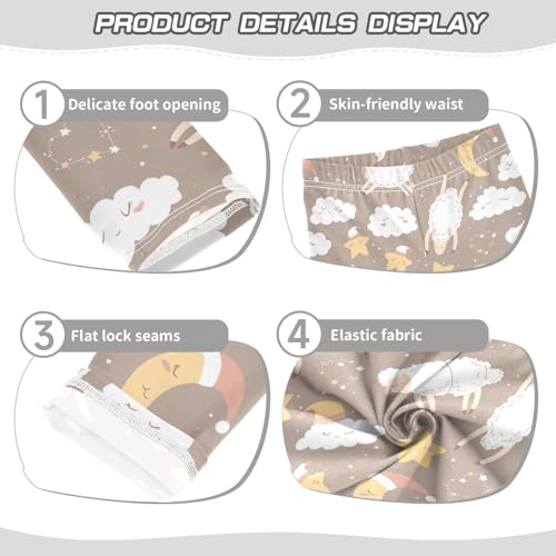 Cute Clouds Sheeps Moon Stars Girls Leggings,Workout Leggings for Girls Toddler Athletic Leggings Size for 3-10T3