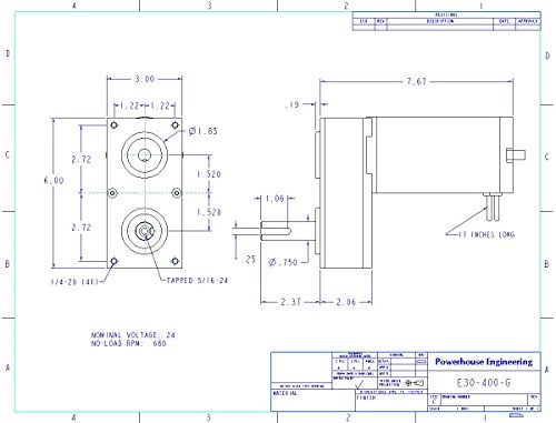AmpFlow E30-400-12-G Electric Gearmotor, 6V, 12V or 18 VDC, 780 RPM