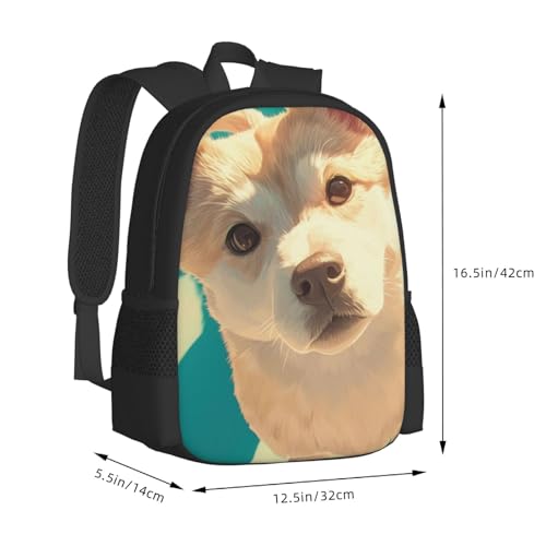 Large Capacity Portrait of Cute Dog Anime Style Backpack Large Multipurpose Bag Double Zipper Backpack Unisex 17 Inch3