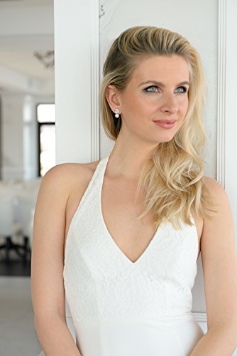 Mariell Cubic Zirconia Pearl Drop Clip-On Earrings for Women, Non-Pierced Earrings, Jewelry for Brides4