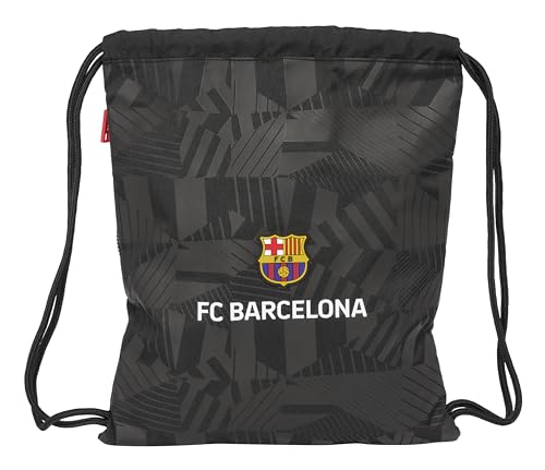Safta F.C. BARCELONA BLACK - Mochila Saco Deportivo, Cierre de Cordones, Mochila, Ideal para Niños de Diferentes Edades, Cómoda y Versátil, Calidad y Resistencia, 35x45 cm, Color Negro
