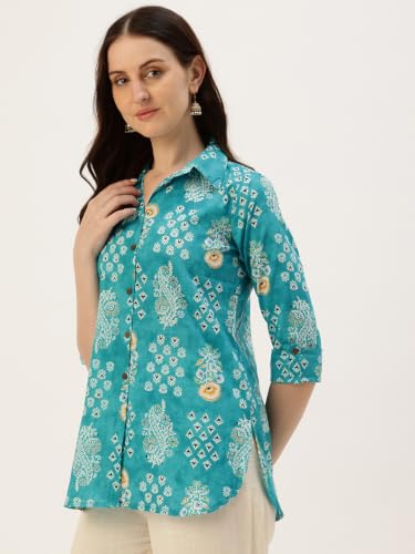 Image of feranoid Classic Collared Cotton Shirt with 3 /4 Sleeve for a Timeless Casual Look