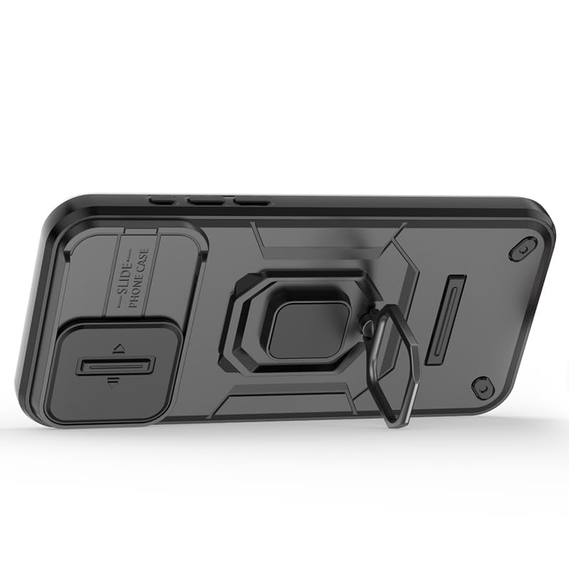 Image of CamShield Pro Case with Slide Camera Protection and 360 Protection Ring Stand Bumper Back Case Cover for iPhone 15 Pro Max (Blue)