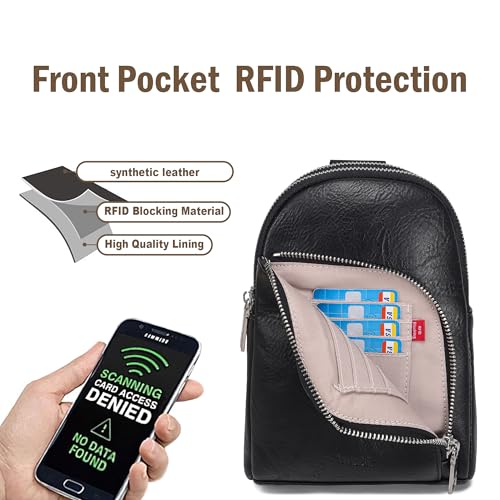 Image of INICAT RFID Blocking Sling Bag, Anti Theft Crossbody Bag for Women, Travel Fanny Pack Style Purse, Vegan Leather(Black)