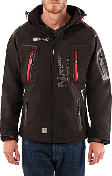 Geographical Norway BELL męska kurtka softshellowa, zimowa kurtka polarowa z kapturem, odzież z długim rękawem, męska parka