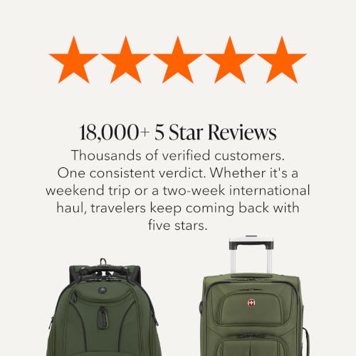 SwissGear Sion Softside Expandable Spinner Luggage Durable Lightweight Travel Suitcase, Evergreen, 2-Piece Set (Carry-On/Backpack) - image 9