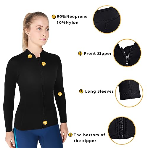 Chaqueta y pantalones para mujer de neopreno de 2mm, manga larga, para natación, surf, buceo, esnórquel y deportes acuáticos (Talla M) miniatura 5
