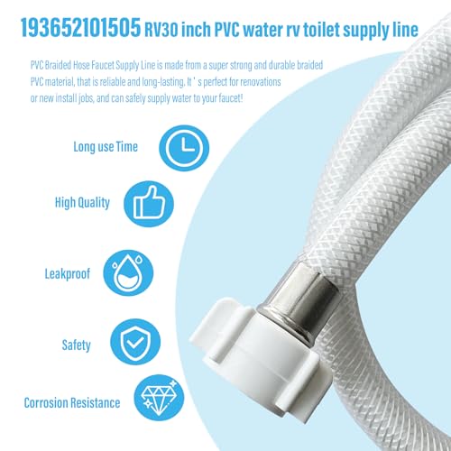Image of 30 inch White Braided Nylon and Reinforced PVC Water Hose,Hose Connector