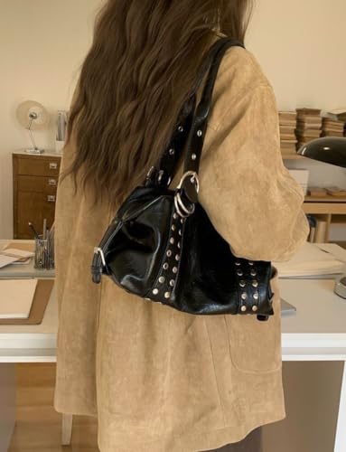 Image of Studded Purses Y2k Shoulder Bag Vintage Leather Punk Handbag Grunge