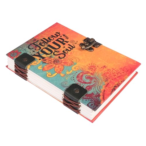 Image of CRAFT JUNKY Journal Diary with Handcrafted Box, 5 x 7 Inch Special Binding Unruled Lock Diary for Girls, Art Book with Aesthetic Print Sketch Book for Artists, 200 Acid-Free Pages A5 (SOUL)