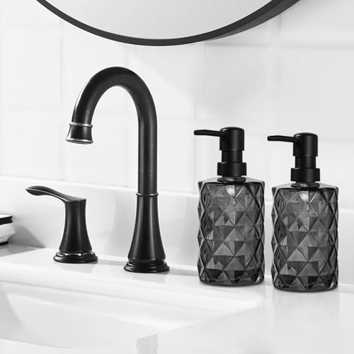 Gmisun Seifenspender, 330ml Seifenspender Glas, 2 Stück Spülmittelspender Schwarz, Moderne Pumpspender Aus Glas Für Badezimmer, Handseifenspender, Flüssigseifenspender 4