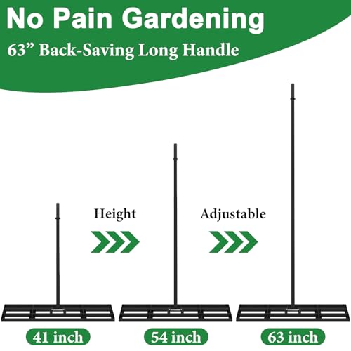 Ironlux Lawn Leveling Rake, 30\" x 10\" Lawn Leveler, Heavy Duty Yard Leveling Tool with 63\" Long Adjustable Handle, Metal Soil Ground Levelawn for Garden Farm Golf Course Lawn Care