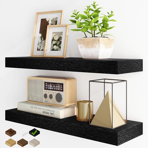 Fun Memories Prateleiras flutuantes para parede, conjunto de 24 polegadas, prateleira suspensa com...