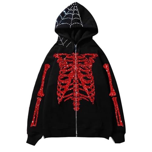 Sweat à capuche squelette pour homme style punk sombre en tissu doux
