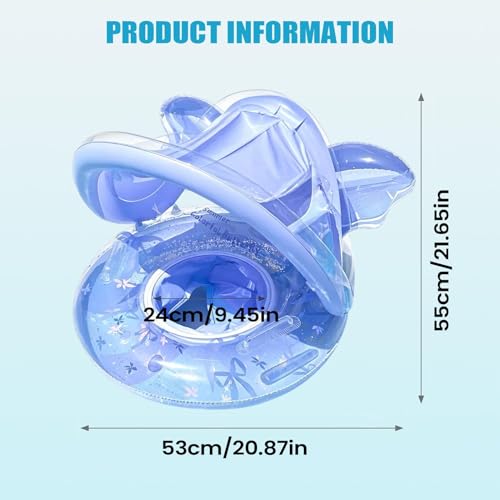 Flotador inflable para niños con parasol ajustable y techo protector de sol 2