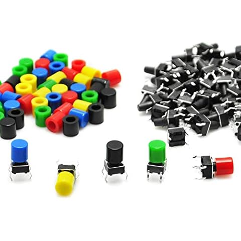 Gikfun 6x6x9mm Tact Tactile Push Button Momentary Micro Switch with Cap for Arduino (Pack of 50PCS) EK1852 Cover