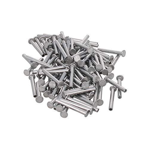 MroMax 中空リベット 半管状リベット フラットヘッドリベット アルミ 平リベット フラットヘッド カシメピン 平リベット アルミニウム シルバー シャンク径2mm シャンク長さ16mm 200個入り