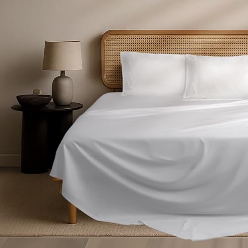 Image of EPITEX Solid 4 Piece King Sheet Set, Viscose Derived from Bamboo, Breathable and Ultra-Soft Bed Sheets Set, Luxurious Hote Bedding for Hot Sleeper, 1400 Thread Count, Deep Pocket Up to 16'', White