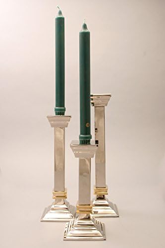 GAC Tall Nickel Silver Candlestick Holder Set 10", Art Deco Style Silver Candle Holder Pair for Taper Candles, Decorative Candlesticks