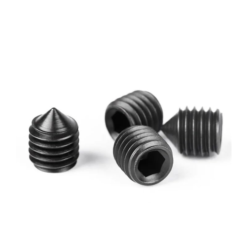 TSIOHKBS 10pcs M2.5 M3 M4 M5 M6 M8 M10 Grade 12.9 Black Carbon Steel Hex Hexagon Socket Cone Point Grub Set Screw Tapered End Bolt DIN914 (40mm X10pcs,M3)