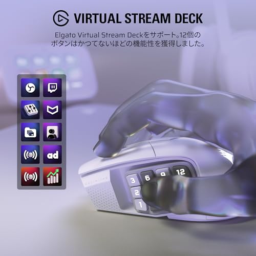 undefined CORSAIR SCIMITAR ELITE WIRELESS SE MMOに最適な多ボタンのワイヤレスゲーミングマウスプログラム可能な16ボタン MARKSMAN S 33KセンサーElgato Virtual Stream Deck ワイヤレス Bluetooth ホワイトCH-9314011-AP の商品画像 4